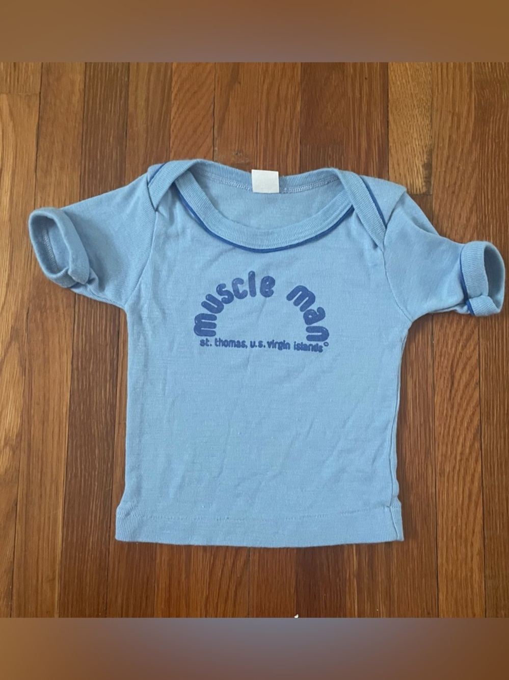 Vintage 70s/80s Kids Light Blue "Muscle Man" Short Sleeve Tee